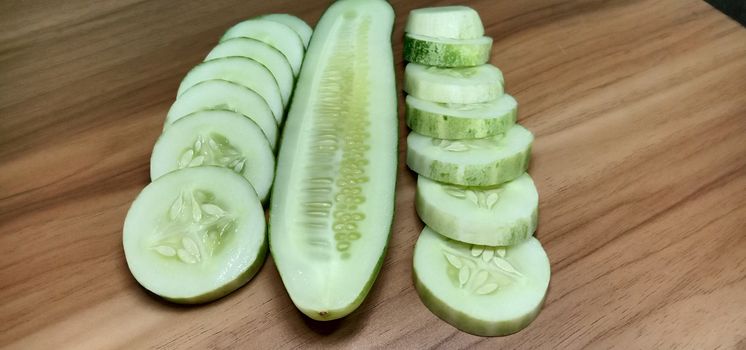 testy and healthy fresh cucumber closeup