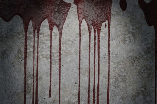 Old grunge red blood stained concrete texture wall room background with space for text .