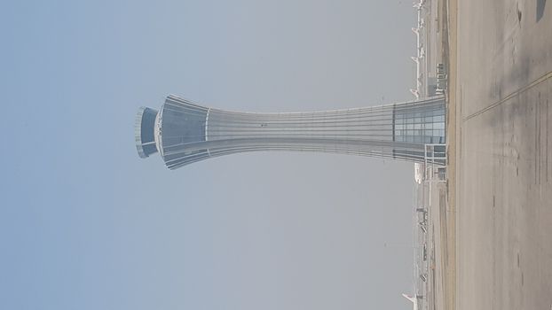 Beijing, China - Apr 23, 2019. Control Tower at terminal 3 of Beijing Capital International Airport (PEK), China.