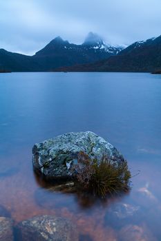 Famous Dove Lake at dusk in Cradle Mountain, Tasmania, Australia