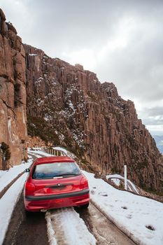 The infamous Jacob's Ladder road climb at Ben Lomond, Tasmania, Australia