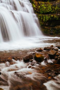 Liffey Falls in Liffey Falls State Reserve on a cold winter's morning in Tasmania, Australia