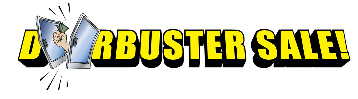 Doorbuster Sale Copy Logo on White Background