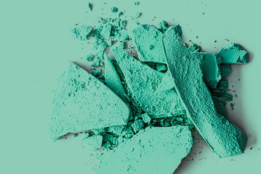 Mint eye shadow powder as makeup palette closeup, crushed cosmetics and beauty textures