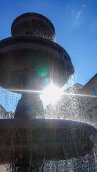 Ljubljana, Slovenia, July 2017: Close-up view on Vodnjak na Novem trgu fountain in Ljubljana, Slovenia