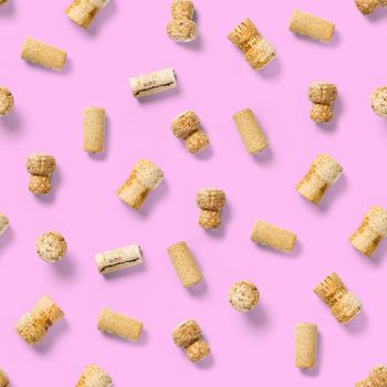 seamless pattern wine corks on a white backlit background. wine seamless pattern with corks and corkscrew for fabric print, paper print, wallpapers, design