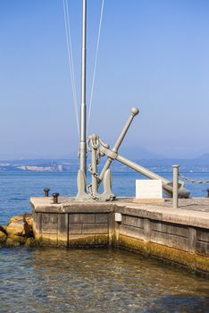 Bardolino Pier on Grada Lake in Italy during summer