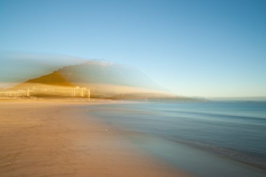 Mount Maunganui landscape abstract in motion blur effect.