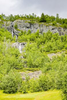 Waterfall in the beautiful place Hemsedal, Viken, Norway.