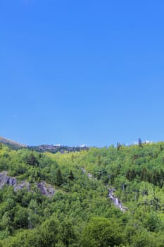 Waterfall in the beautiful place Hemsedal, Viken, Norway.