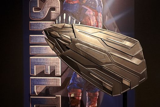 Osaka,Japan - Sep 14, 2020 : Shield of Captain America, Wakandan Shields Marvel cinematographic universe, at Daimaru Umeda Mise.