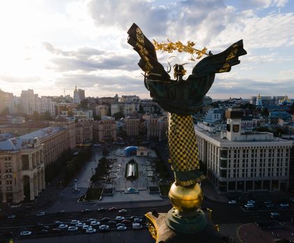 The architecture of Kyiv. Ukraine: Independence Square, Maidan Aerial view