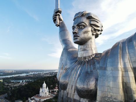 Kyiv, Ukraine : Aerial view of the Motherland Monument