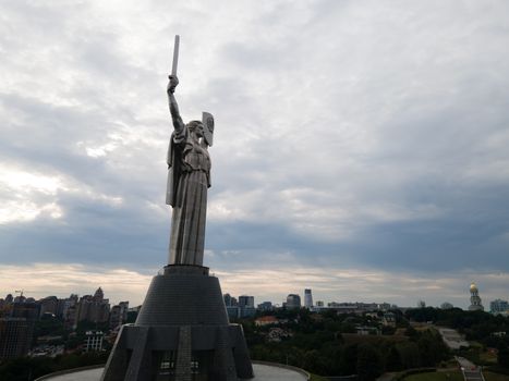 Kyiv, Ukraine : Aerial view of the Motherland Monument