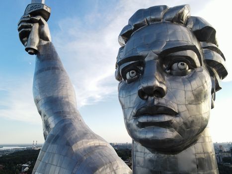 Kyiv, Ukraine : Aerial view of the Motherland Monument