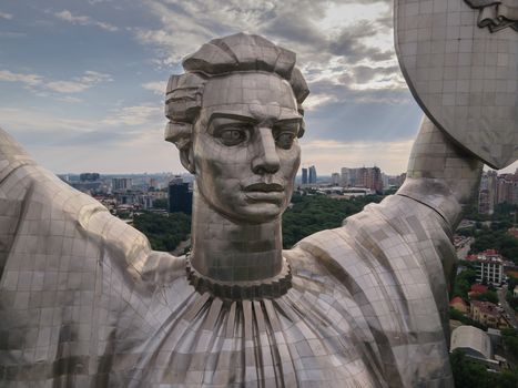 Kyiv, Ukraine : Aerial view of the Motherland Monument