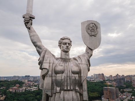 Kyiv, Ukraine : Aerial view of the Motherland Monument