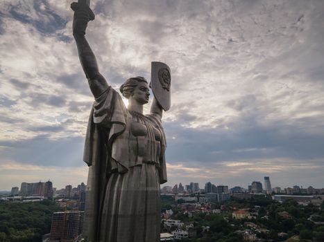 Kyiv, Ukraine : Aerial view of the Motherland Monument