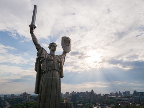 Kyiv, Ukraine : Aerial view of the Motherland Monument