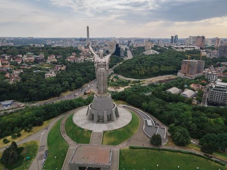 Kyiv, Ukraine : Aerial view of the Motherland Monument