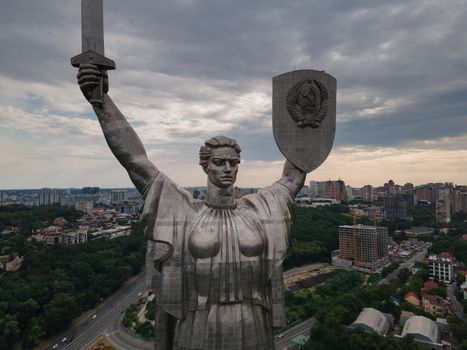 Kyiv, Ukraine : Aerial view of the Motherland Monument