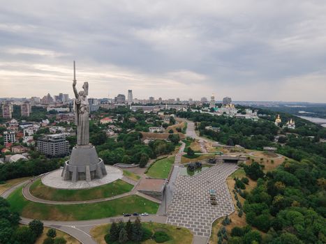 Kyiv, Ukraine : Aerial view of the Motherland Monument