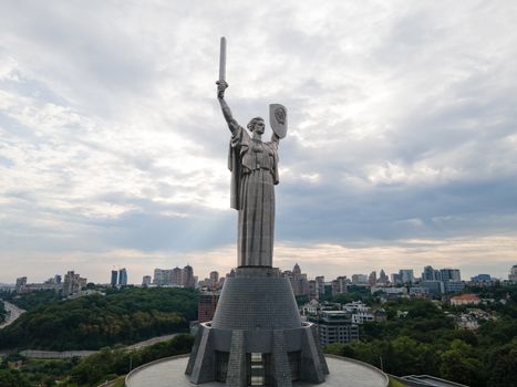 Kyiv, Ukraine : Aerial view of the Motherland Monument