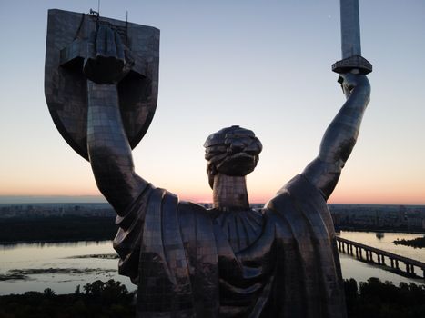 Kyiv, Ukraine : Aerial view of the Motherland Monument