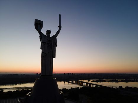 Kyiv, Ukraine : Aerial view of the Motherland Monument