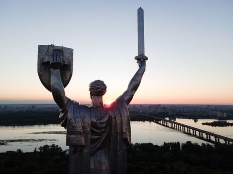 Kyiv, Ukraine : Aerial view of the Motherland Monument