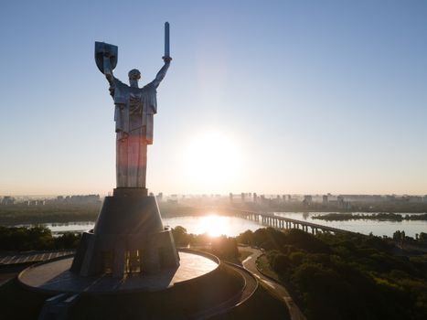 Kyiv, Ukraine : Aerial view of the Motherland Monument