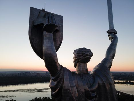 Kyiv, Ukraine : Aerial view of the Motherland Monument