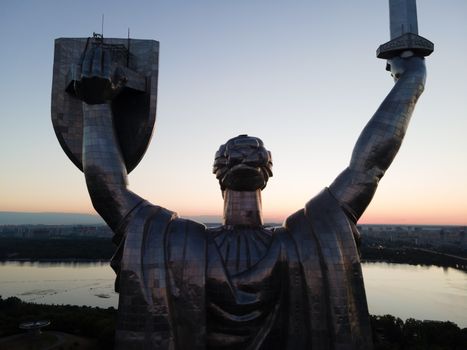 Kyiv, Ukraine : Aerial view of the Motherland Monument