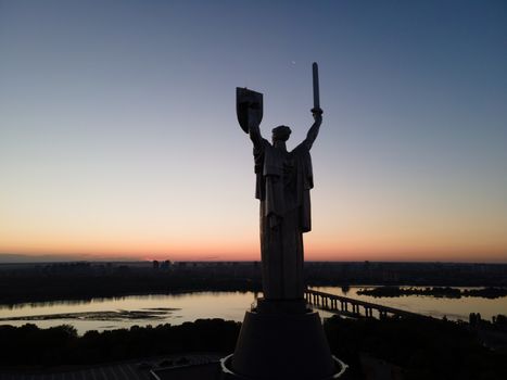 Kyiv, Ukraine : Aerial view of the Motherland Monument