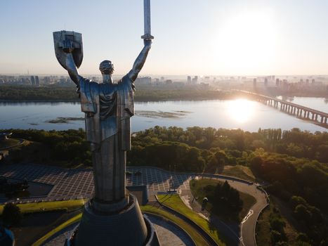 Kyiv, Ukraine : Aerial view of the Motherland Monument