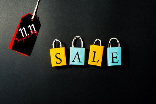 shopping bag with price tag, year-end sale, 11.11 singles day sale concept