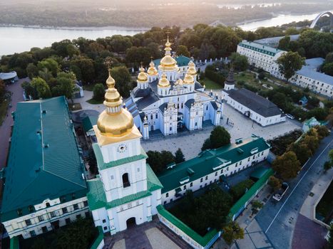 St. Michael's Golden-Domed Monastery in Kyiv, Ukraine. Aerial view.