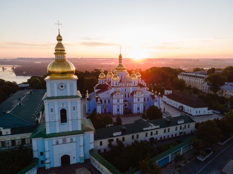 St. Michael's Golden-Domed Monastery in Kyiv, Ukraine. Aerial view.