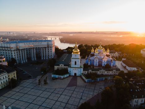 St. Michael's Golden-Domed Monastery in Kyiv, Ukraine. Aerial view.