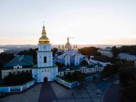 St. Michael's Golden-Domed Monastery in Kyiv, Ukraine. Aerial view.