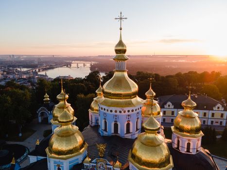 St. Michael's Golden-Domed Monastery in Kyiv, Ukraine. Aerial view.