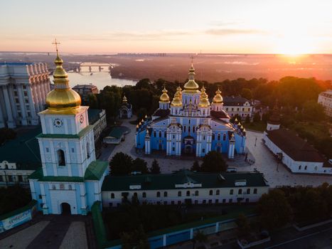 St. Michael's Golden-Domed Monastery in Kyiv, Ukraine. Aerial view.