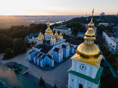 St. Michael's Golden-Domed Monastery in Kyiv, Ukraine. Aerial view.