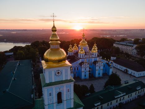 St. Michael's Golden-Domed Monastery in Kyiv, Ukraine. Aerial view.