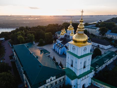 St. Michael's Golden-Domed Monastery in Kyiv, Ukraine. Aerial view.