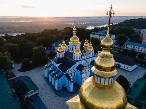 St. Michael's Golden-Domed Monastery in Kyiv, Ukraine. Aerial view.