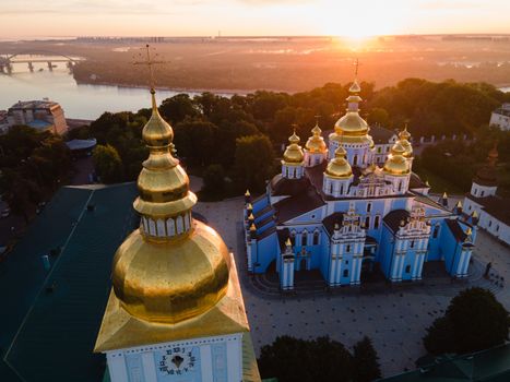 St. Michael's Golden-Domed Monastery in Kyiv, Ukraine. Aerial view.