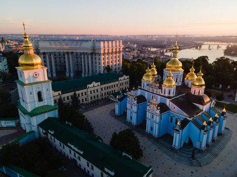 St. Michael's Golden-Domed Monastery in Kyiv, Ukraine. Aerial view.