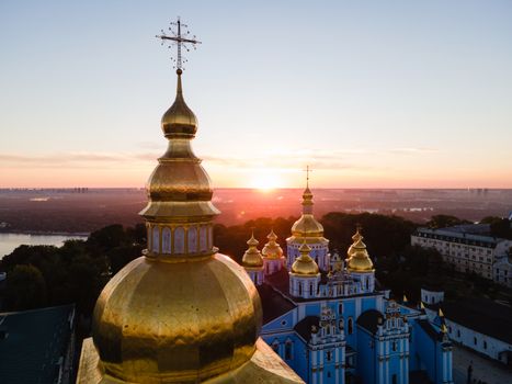 St. Michael's Golden-Domed Monastery in Kyiv, Ukraine. Aerial view.