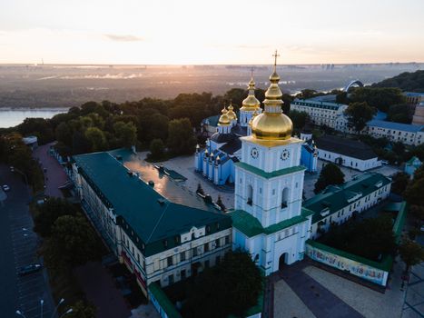 St. Michael's Golden-Domed Monastery in Kyiv, Ukraine. Aerial view.